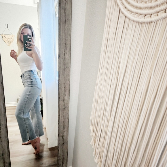 SOLD | Judy Blue Raw Hem Straight Leg Split Ankle Jeans Size 0(24) Rare Find - Picture 6 of 14